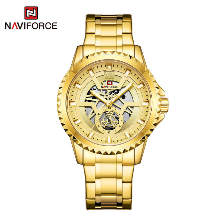 Picture of NAVIFORCE NF9186 Golden Stainless Steel Analog Watch For Men - Golden