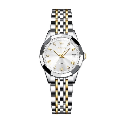 Picture of Olevs 9931 Silver Golden Two Tone Stainless Steel Analog Wrist Watch For Women