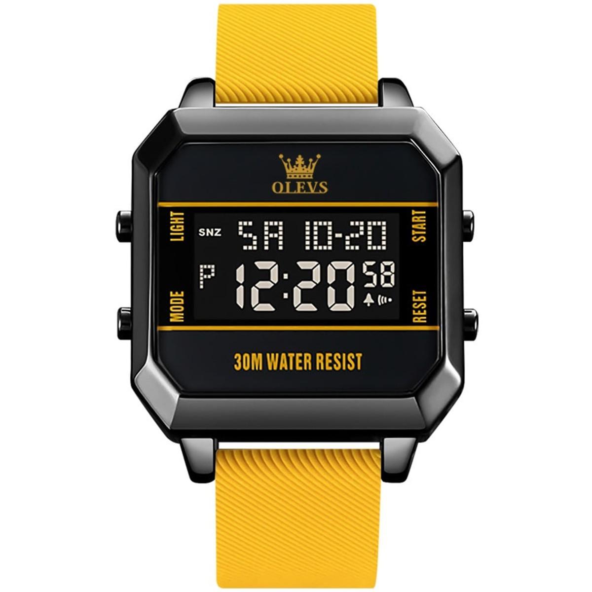 Picture of Olevs 1103 Yellow TPU Rubber Digital Wrist Watch For Men