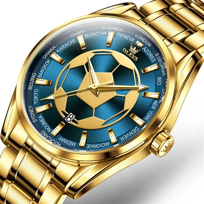 Picture of Olevs 9949S Golden Stainless Steel Analog Wrist Watch For Men