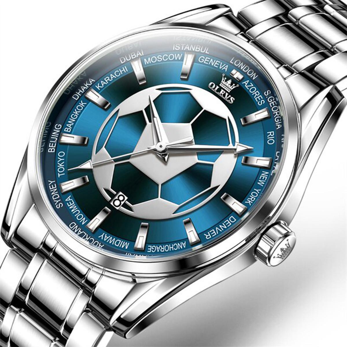 Picture of Olevs 9949S Silver Stainless Steel Analog Wrist Watch For Men