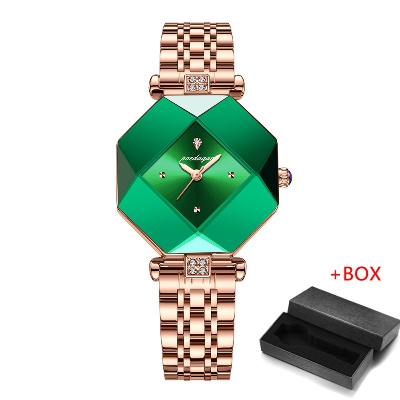 Picture of Poedagar PO005 RoseGold Stainless Steel Analog Wrist Watch For Women - Green & RoseGold 