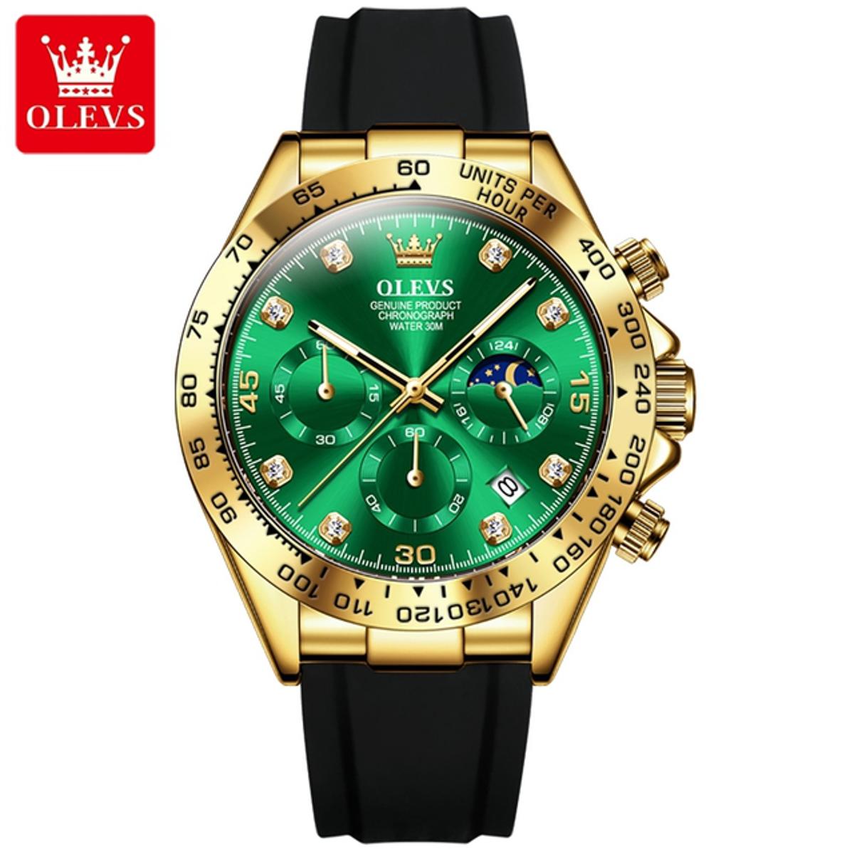 Picture of Olevs 2875 Black TPU Rubber Chronograph Wrist Watch For Men