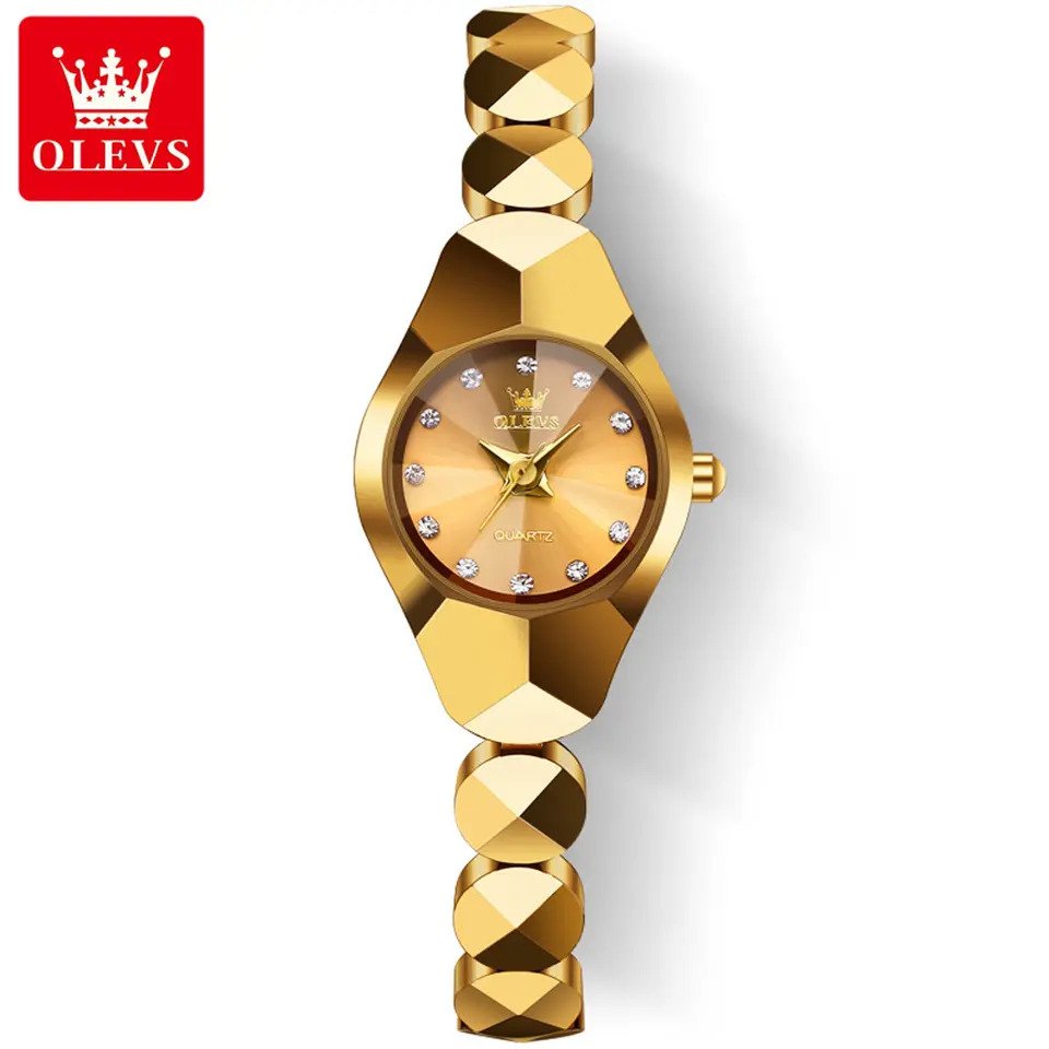 Picture of Olevs 7007 Golden Tungsten Steel Analoge Wrist Watch For Women