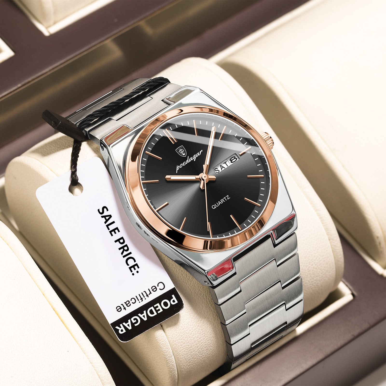 Picture of Poedagar PO930S Stainless Steel Analog Wrist Watch For Men