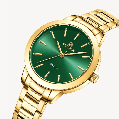 Picture of NAVIFORCE NF5025 Golden Stainless Steel Analog Watch For Women - Green & Golden