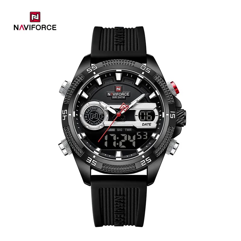 Picture of NAVIFORCE NF9223 Military Style Men’s Outdoor Sports Multifunctional Watch Dual Display Quartz Movement Silicone Strap Luminous Waterproof