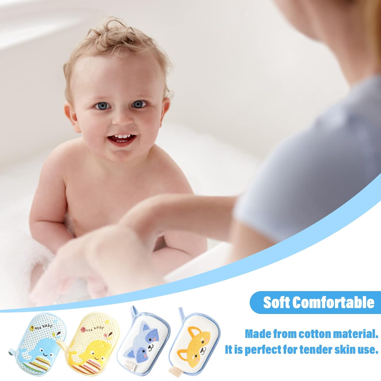Picture of soft Cotton Bath sponge Bath scrubber for baby
