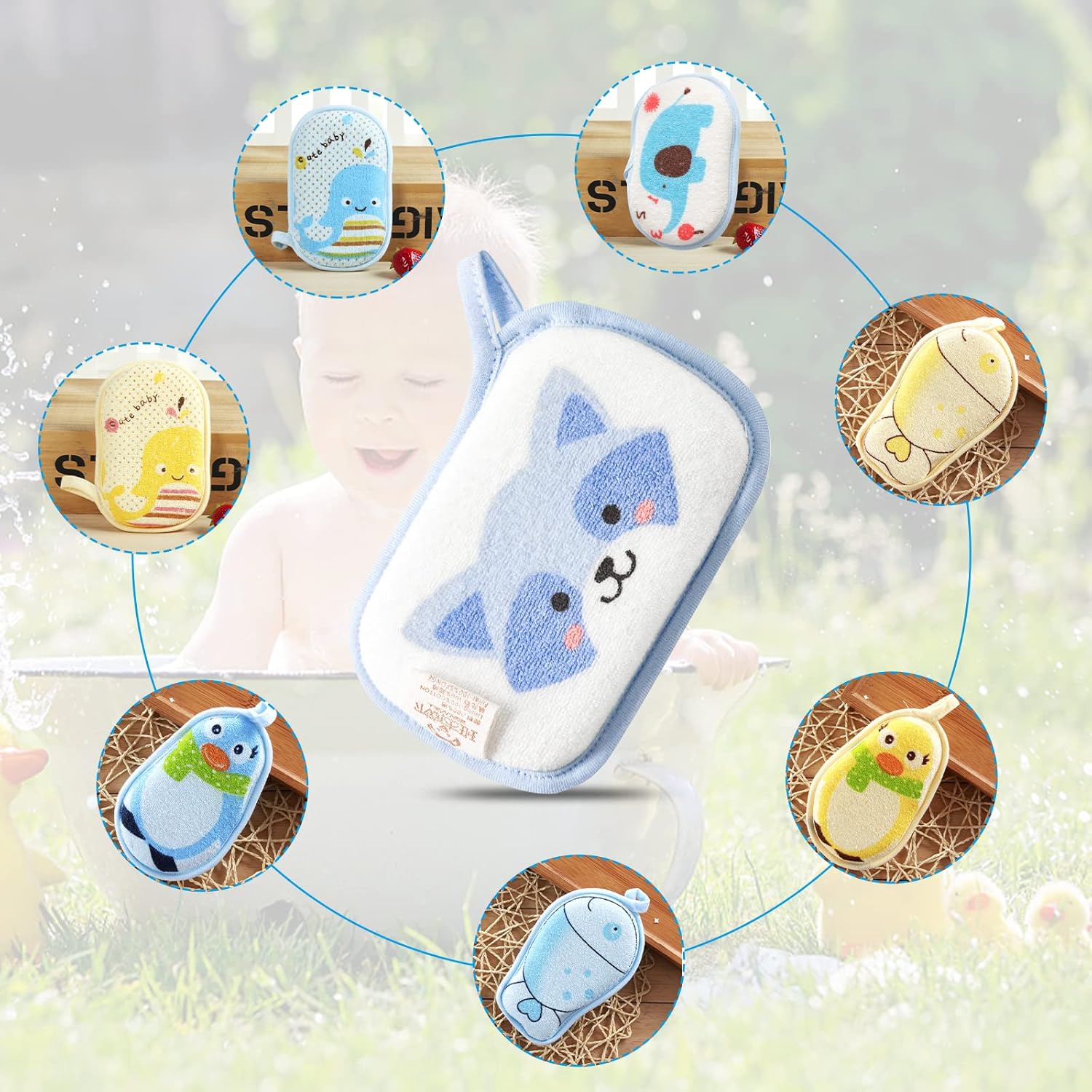 Picture of soft Cotton Bath sponge Bath scrubber for baby
