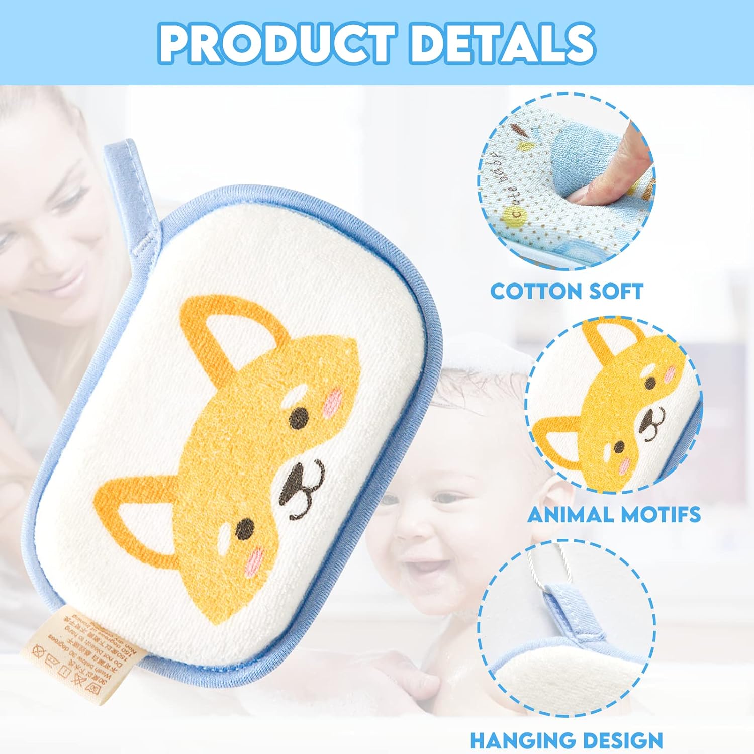 Picture of soft Cotton Bath sponge Bath scrubber for baby