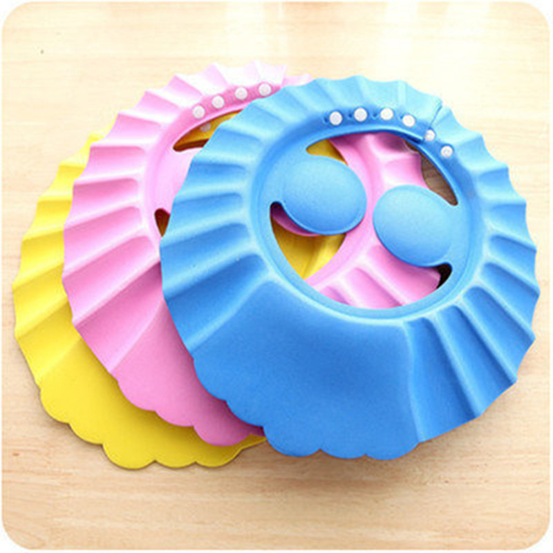 Picture of Adjustable Baby Swim Cap, Adjustable Baby Swim Cap Bath Shampoo Eye Protection Head Shower Water Cover Baby Care Wash Hair Shower Cap For 0-6 Years Kids. 1 pcs