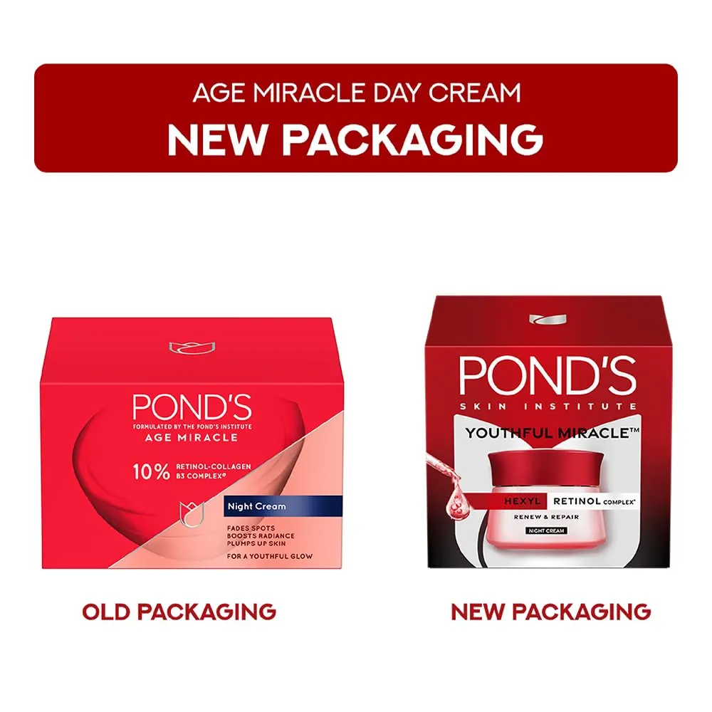 Picture of Indian Product Ponds Age miracle Youthful Miracle With Haxyl Retinol Complex Renew & Repair Night Cream Used For Male /Female-50gm