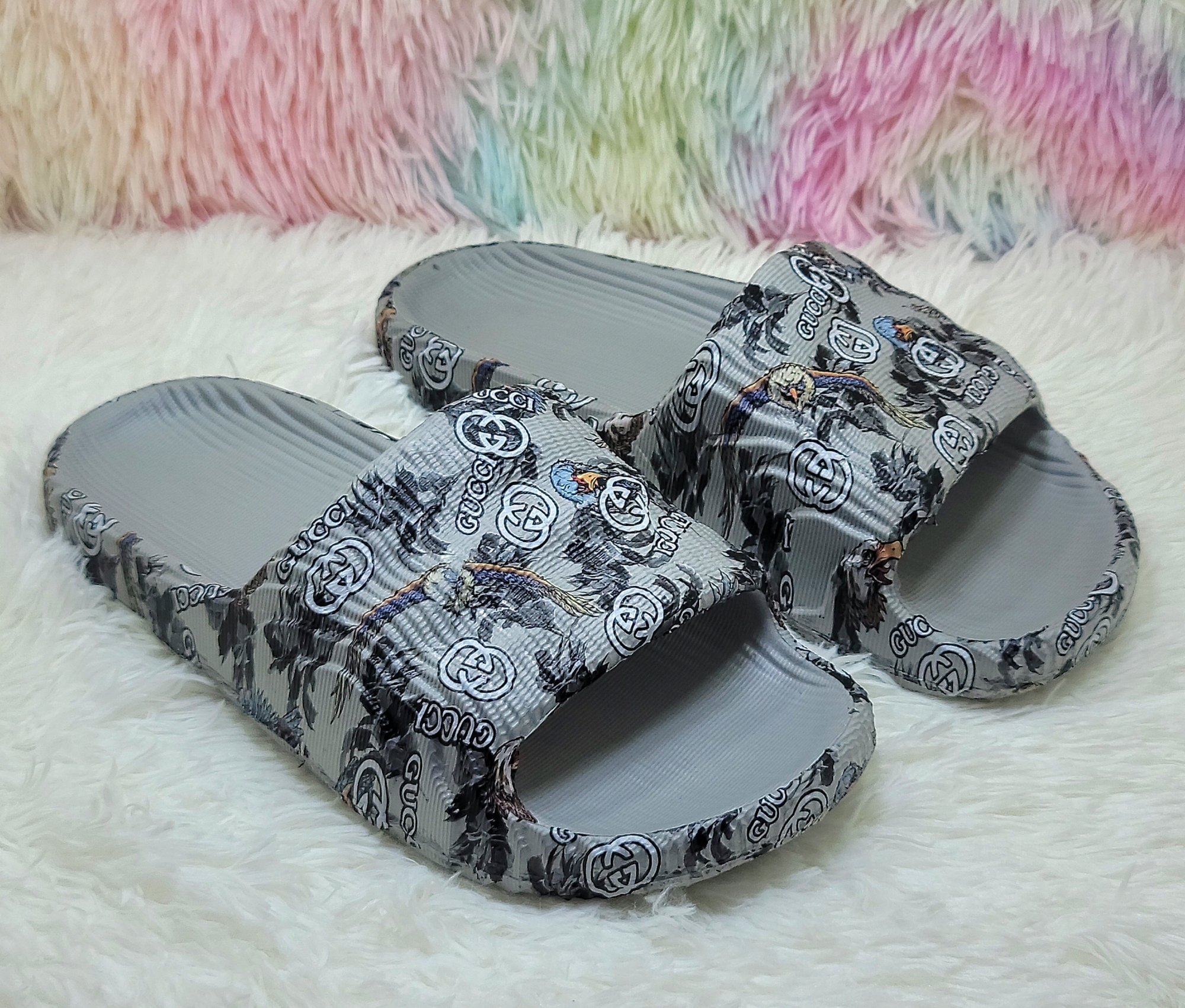 Picture of Mens New Super Trendy Sticker Printed Textured Slip-on Slides Slpper Sandals