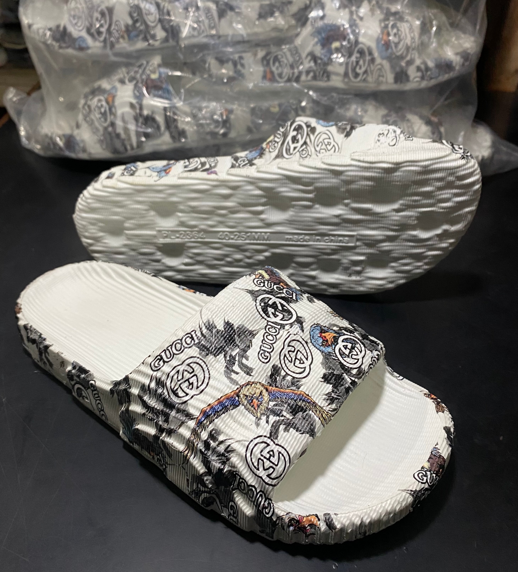 Picture of Mens New Super Trendy Sticker Printed Textured Slip-on Slides Slpper Sandals