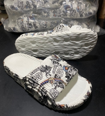 Picture of Mens New Super Trendy Sticker Printed Textured Slip-on Slides Slpper Sandals