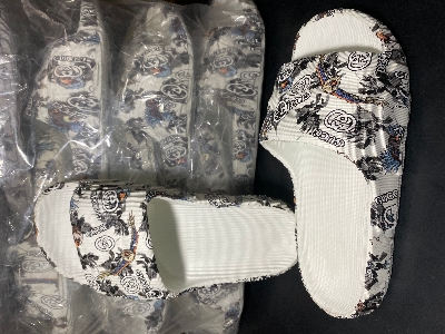 Picture of Mens New Super Trendy Sticker Printed Textured Slip-on Slides Slpper Sandals