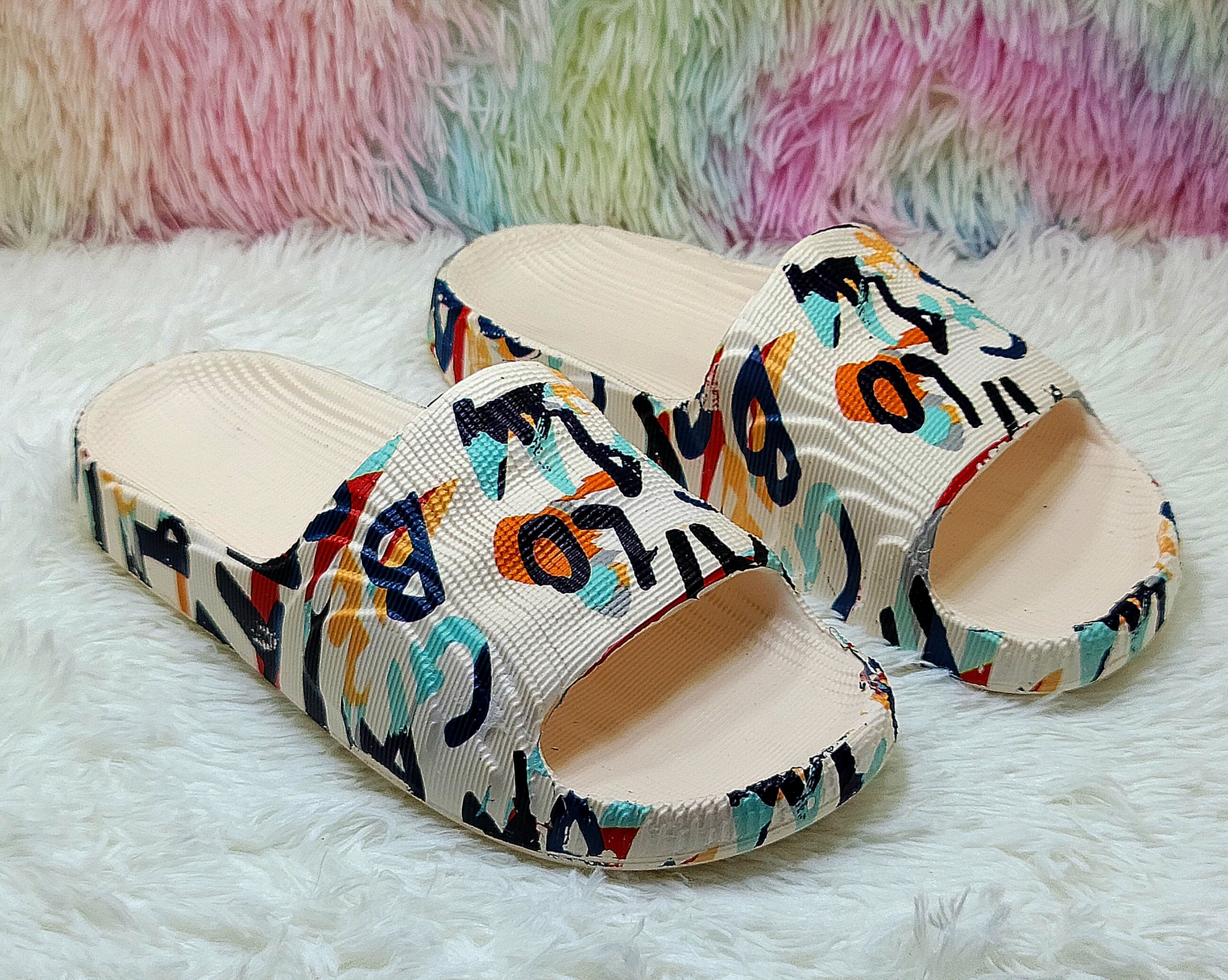 Picture of Mens New Fashionable Trendy Printed Adilette Textured Slip-on Slide Slippers Sandals- 338149844