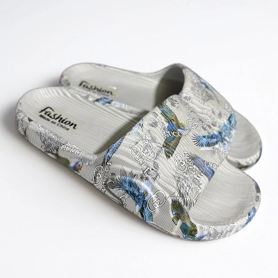 Picture of Mens New Super Trendy Non-Removable Sticker Printed Textured Slip-on Slides Slipper Sandals