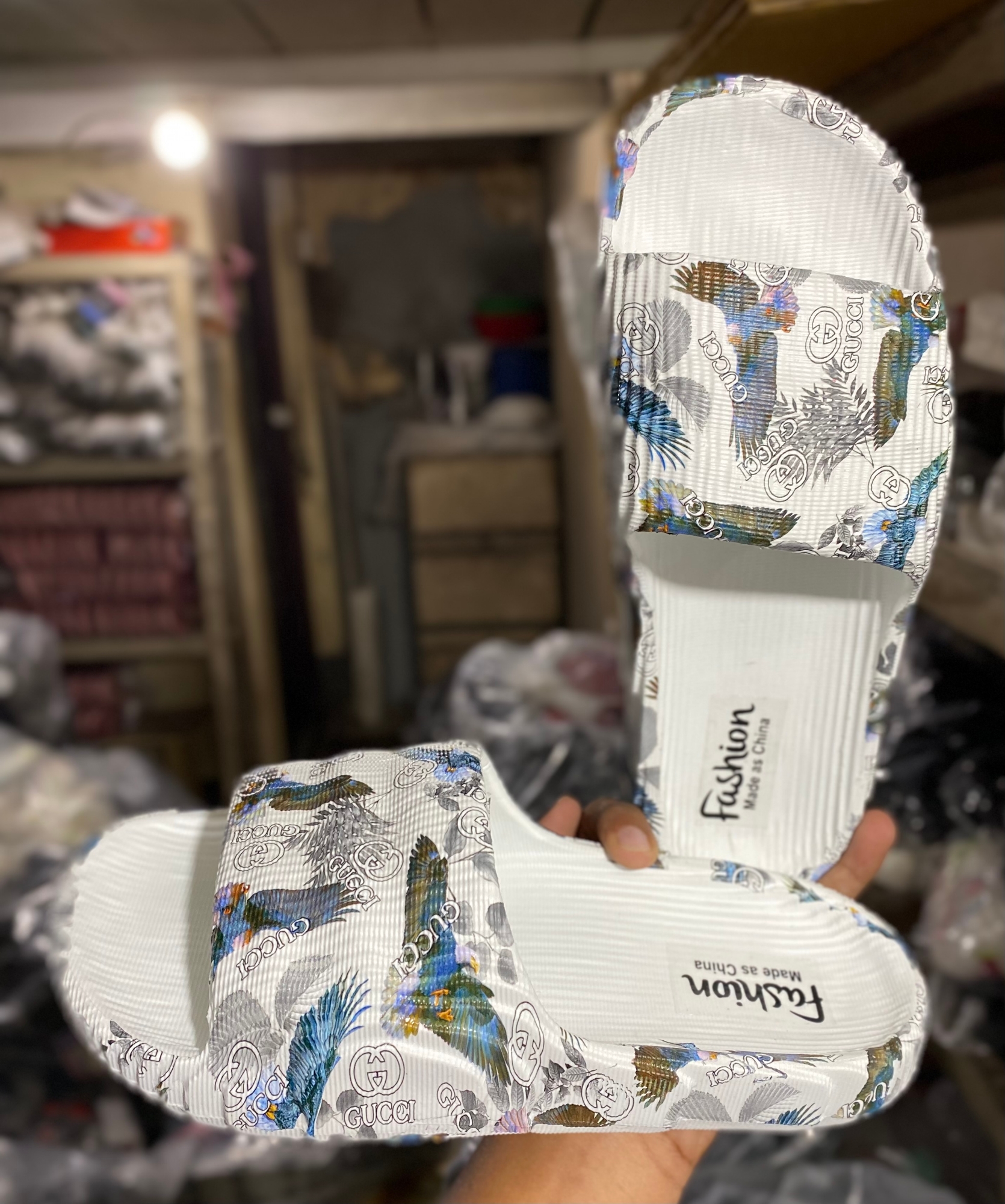 Picture of Mens New Super Trendy Non-Removable Sticker Printed Textured Slip-on Slides Slipper Sandals