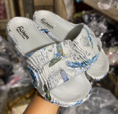 Picture of Mens New Super Trendy Non-Removable Sticker Printed Textured Slip-on Slides Slipper Sandals