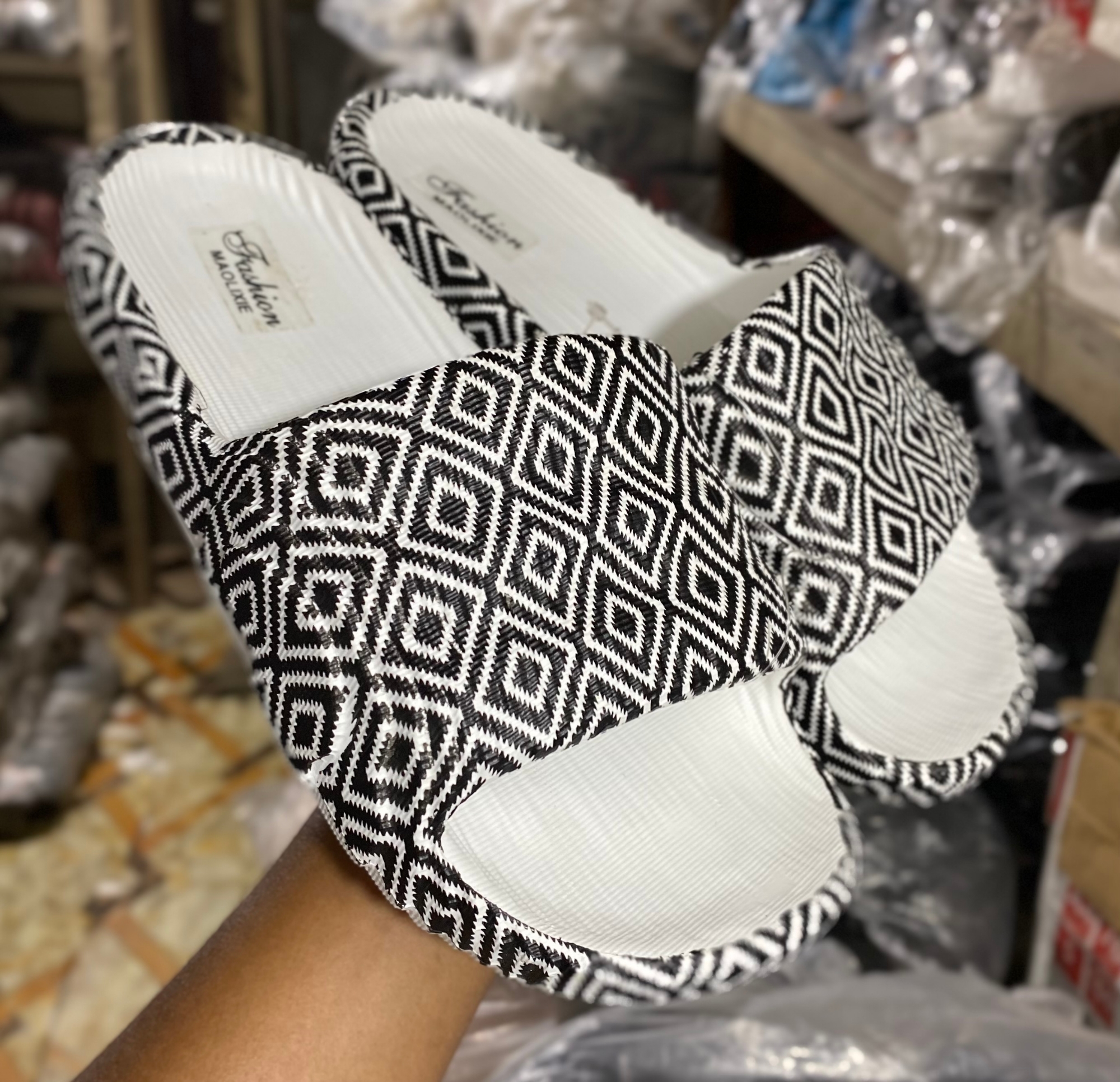 Picture of New Mens Super Trendy Fashionable Non-Removable Sticker Printed Textured Slip-on Slides Slipper Sandals