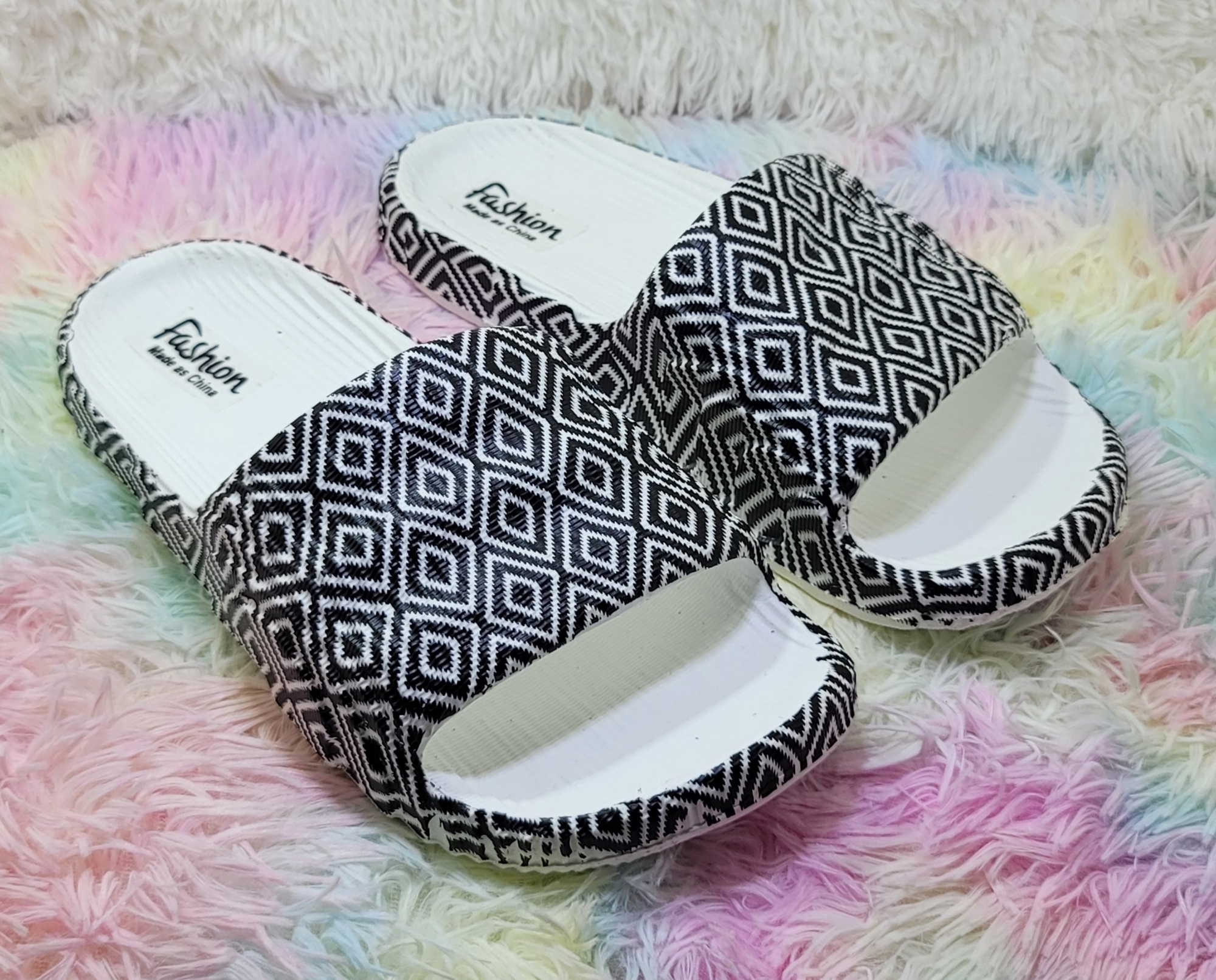 Picture of New Mens Super Trendy Fashionable Non-Removable Sticker Printed Textured Slip-on Slides Slipper Sandals