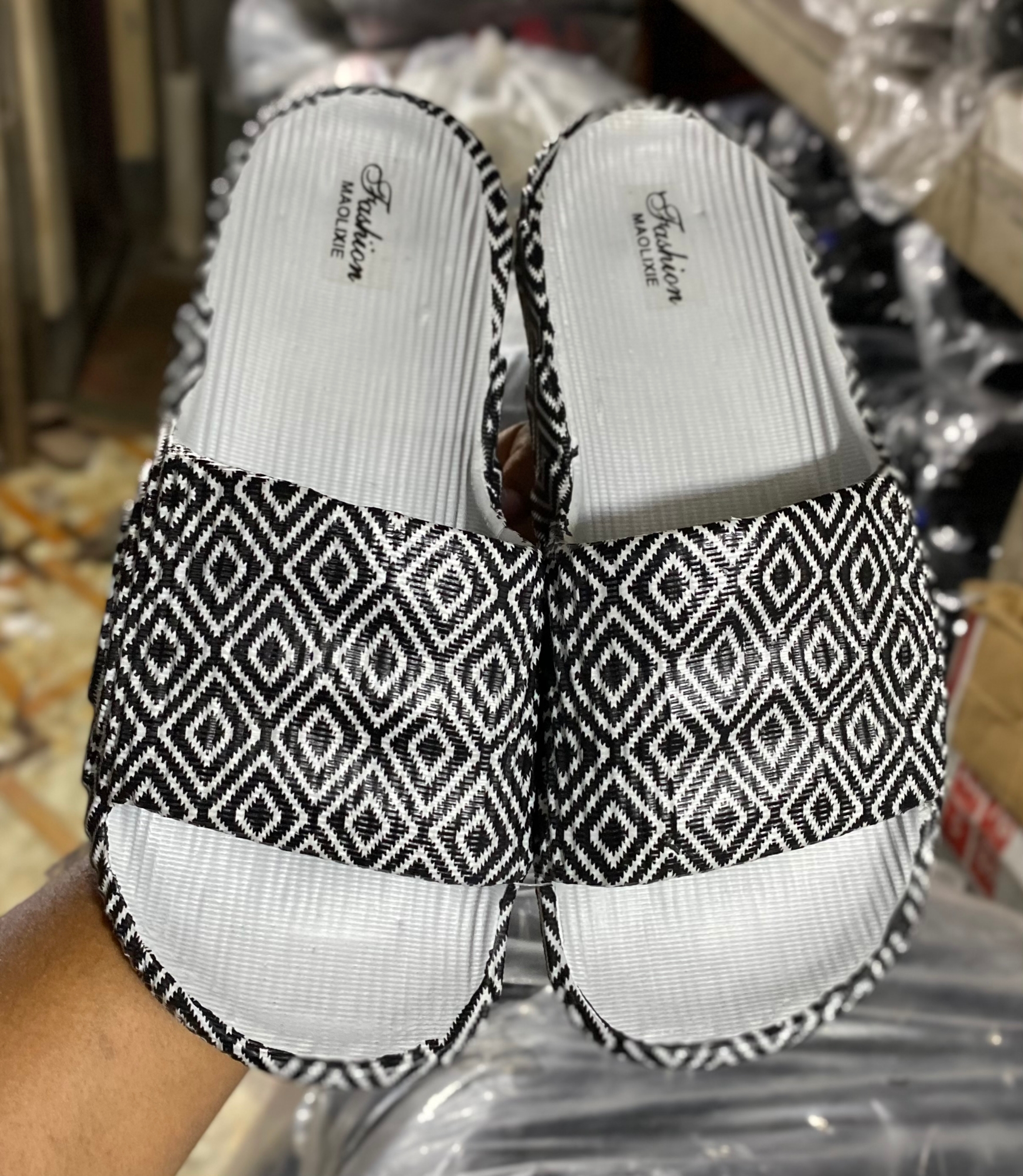 Picture of New Mens Super Trendy Fashionable Non-Removable Sticker Printed Textured Slip-on Slides Slipper Sandals