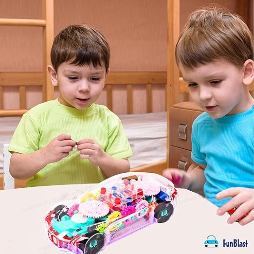 Picture of Concept Racing Car With 3D Flashing Led Lights&Music, Gear Display Transparent Car Toy For Kids, 360 Degree Rotating,