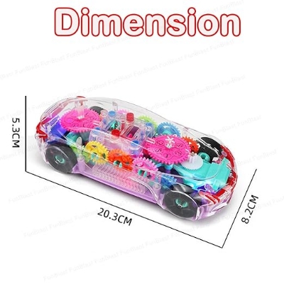 Picture of Concept Racing Car With 3D Flashing Led Lights&Music, Gear Display Transparent Car Toy For Kids, 360 Degree Rotating,