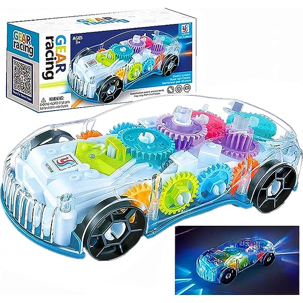 Picture of Concept Racing Car With 3D Flashing Led Lights&Music, Gear Display Transparent Car Toy For Kids, 360 Degree Rotating,