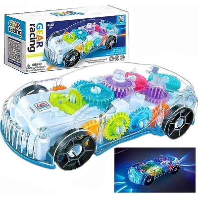 Picture of Concept Racing Car With 3D Flashing Led Lights&Music, Gear Display Transparent Car Toy For Kids, 360 Degree Rotating,