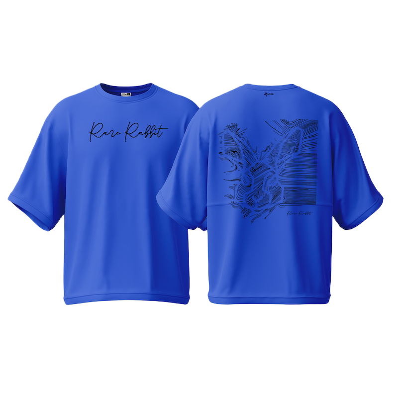 Picture of Avro Premium Men's Semi Drop Shoulder T shirt Royal Blue Color - Rare Rabbit - Cotton Fabric Soft & Comfortable - Tshirt For Men