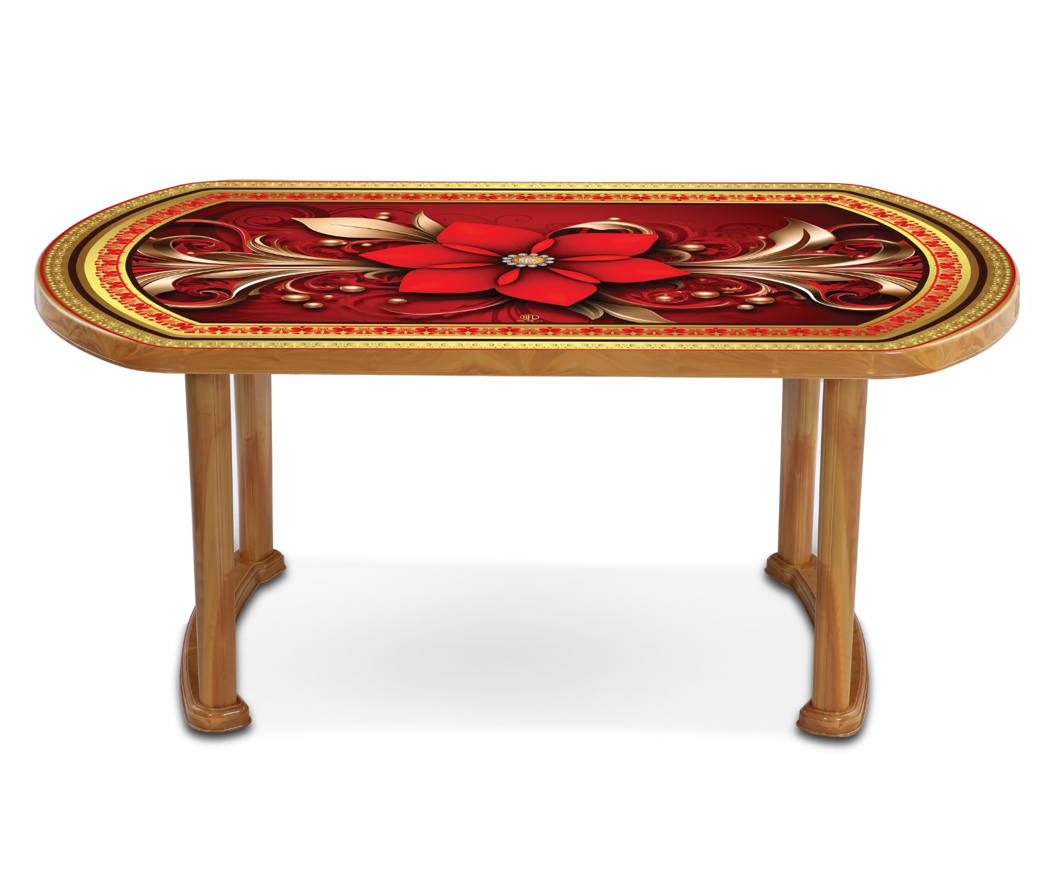 Picture of Dining Table 4 Seat Semi Oval P/L Print Flourish-SW
