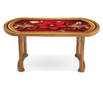 Picture of Dining Table 4 Seat Semi Oval P/L Print Flourish-SW