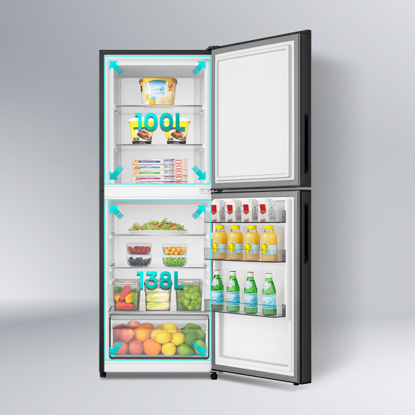 Picture of Hisense 238 Liter Top Mount Inverter Glass Door Frost Type Refrigerator (RT1G236NAB/BD3) Black