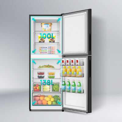 Picture of Hisense 238 Liter Top Mount Inverter Glass Door Frost Type Refrigerator (RT1G236NAB/BD3) Black