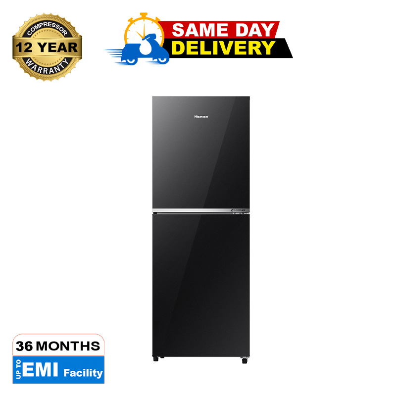 Picture of Hisense 238 Liter Top Mount Inverter Glass Door Frost Type Refrigerator (RT1G236NAB/BD3) Black