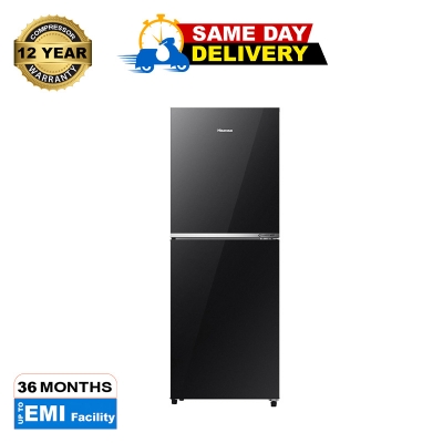 Picture of Hisense 238 Liter Top Mount Inverter Glass Door Frost Type Refrigerator (RT1G236NAB/BD3) Black