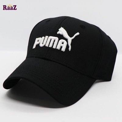 Picture of Black And White Pu/ma Embroidery Logo Cotton Curved Cap
