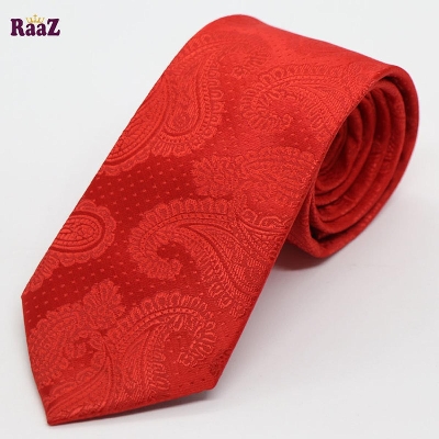 Picture of Full Red Floral Embroidery Men's Necktie