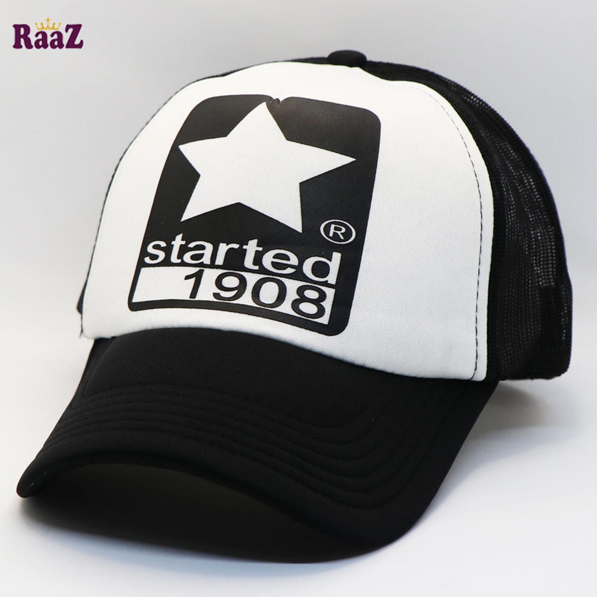 Picture of White Front Black Started 1908 Printed Logo Foam Net Cap