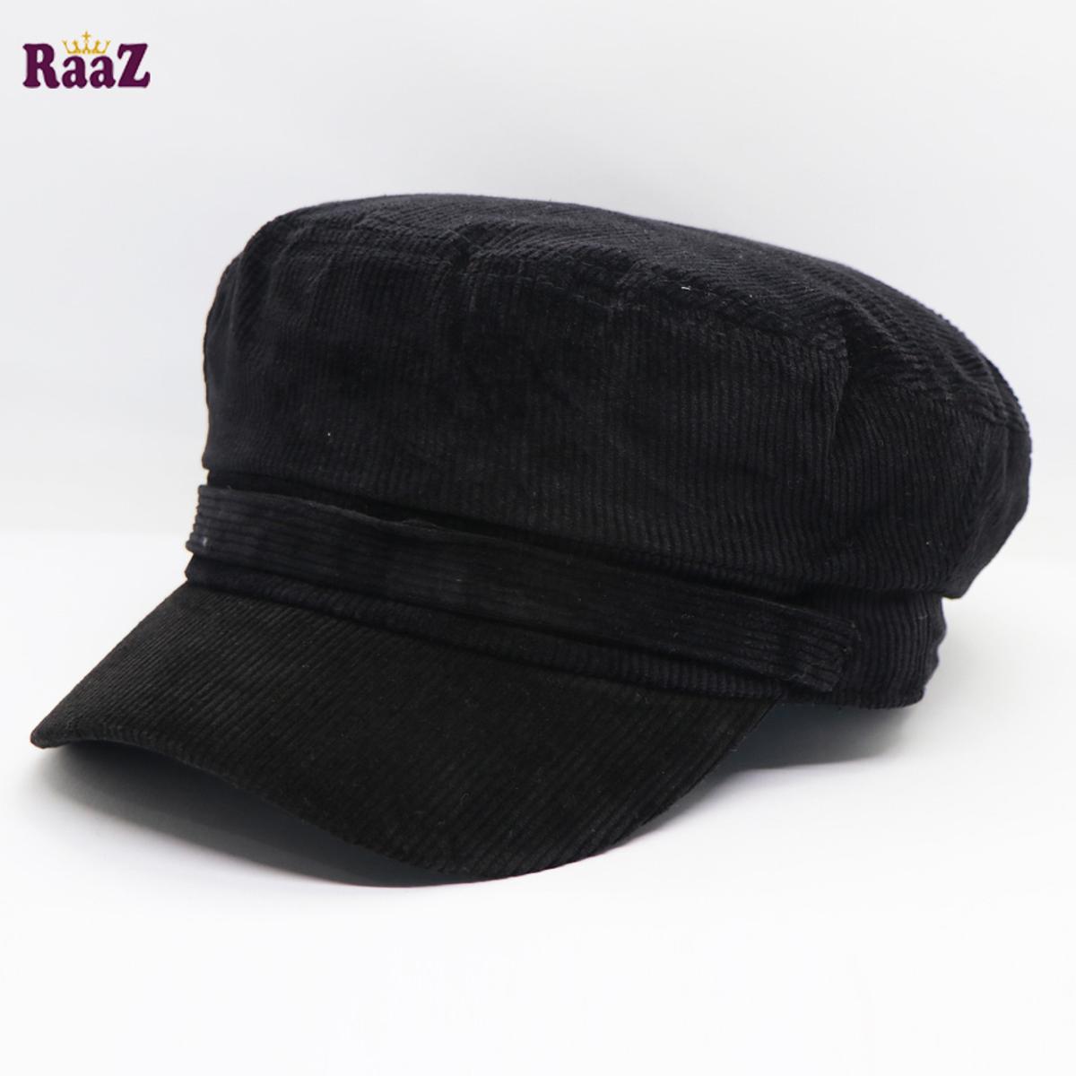 Picture of Black Velvet Winter Fashion Women Solid Newsboy Cap