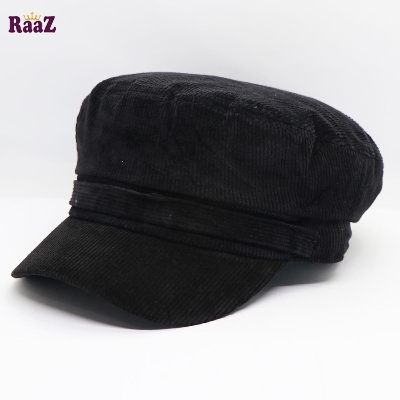 Picture of Black Velvet Winter Fashion Women Solid Newsboy Cap