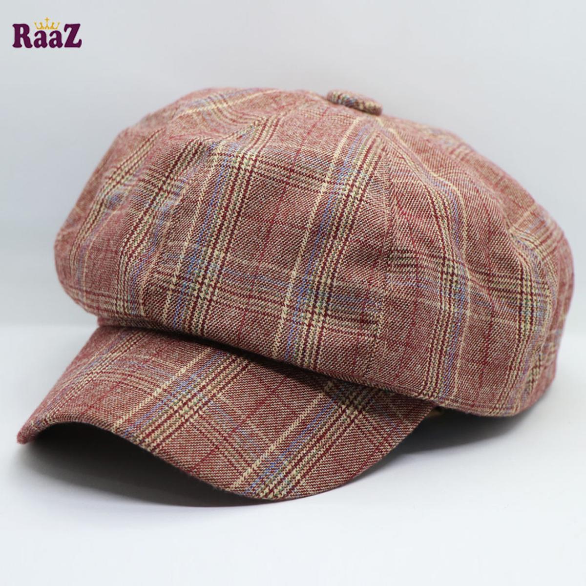 Picture of Light Pink Artist Vintage Newsboy Cabbie Peaked Beret Cap Warm Baker Boy Visor Hat Flat Cap