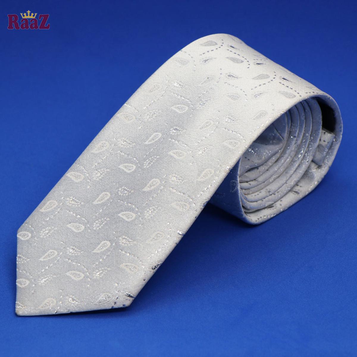 Picture of Silver Stylish High-Quality Formal Fashion Premium Silk Business Wedding Party Necktie For Men