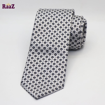 Picture of Silver Black Small Square Embroidery Men's Premium Necktie