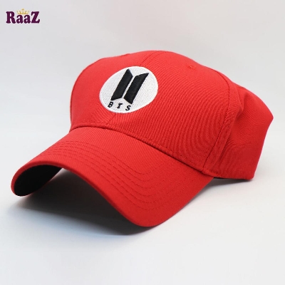 Picture of BTS Embroidery Back Side BTS Logo Curved Baseball Cap For Men And Women (Red)