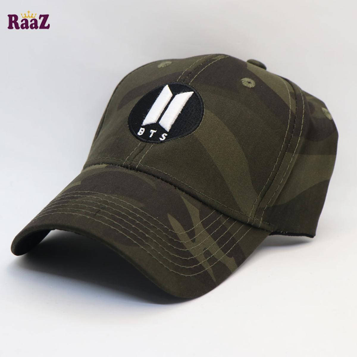 Picture of Camo Print Deep Green BTS Embroidery Back Side BTS Logo Curved Baseball Cap For Men And Women