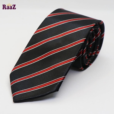 Picture of Black Red Silk Stripe Tie For Men