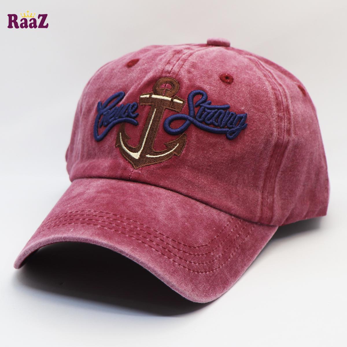 Picture of Rose Red Boat Anchor Embroidery Logo Imported Wash Cap
